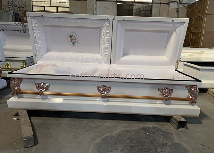 Reliable Metal Casket Rectangle Shape For Funeral And Obsequies