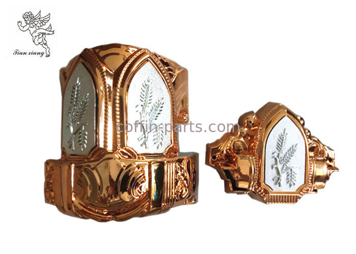 Brass Color  Plastc Material  Funeral Casket Corner with  Silver Wheat  Steel bar