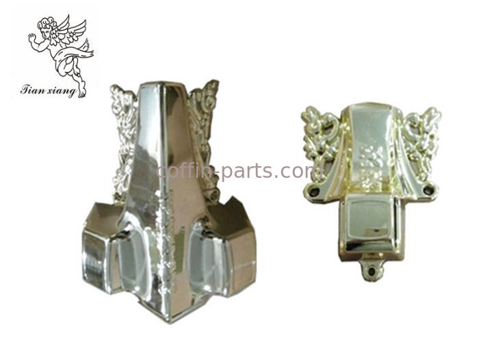 Coffin Ornament Casket Corners Pale Gold  PP Plastic Material With Metal Tubes