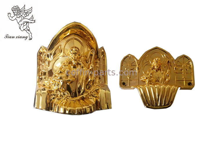 Gold Coffin Corner Christ A# PP Materials , Funeral Accessories Suppliers