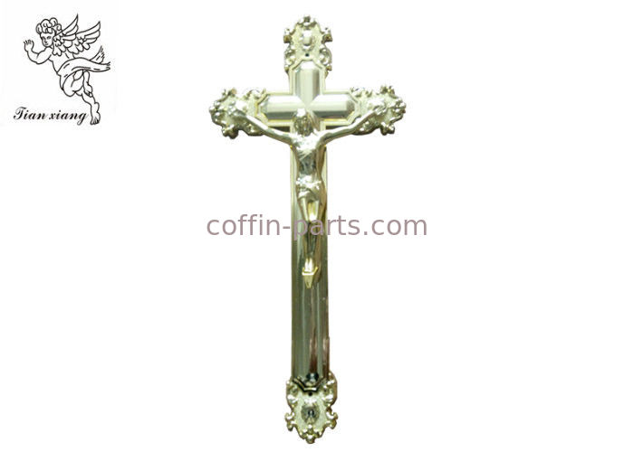 Ornamental Jesus Cross Funeral Crucifix Size 44.8×20.8cm , Golden Plastic Casket Cross