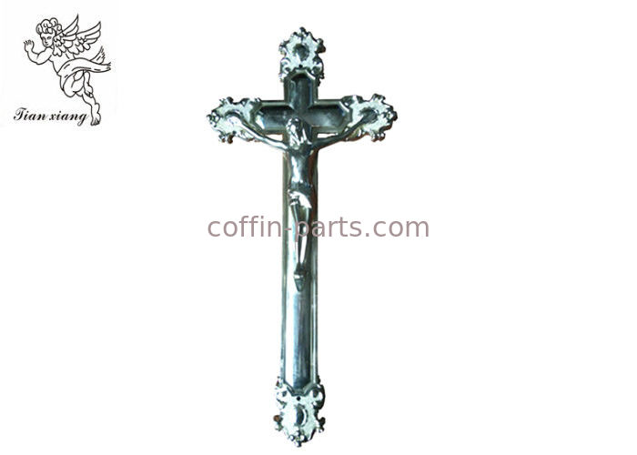 Silver Plastic Coffin Crucifix Buried  Decorative 44.8 × 20.8 Cm Size For Casket Lid