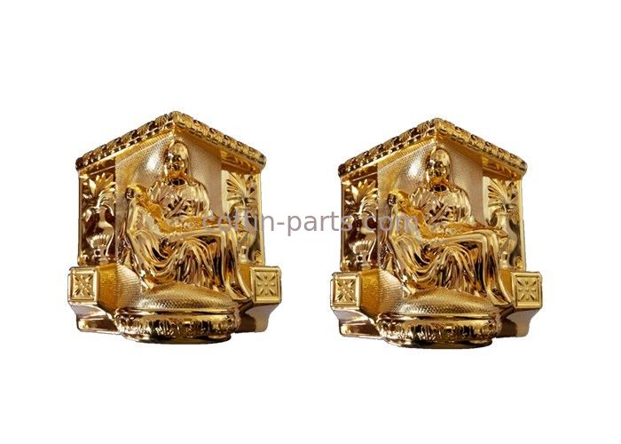 Virgin Mary Gold Plastic Coffin Parts Injection Molding For Funeral Casket Corner