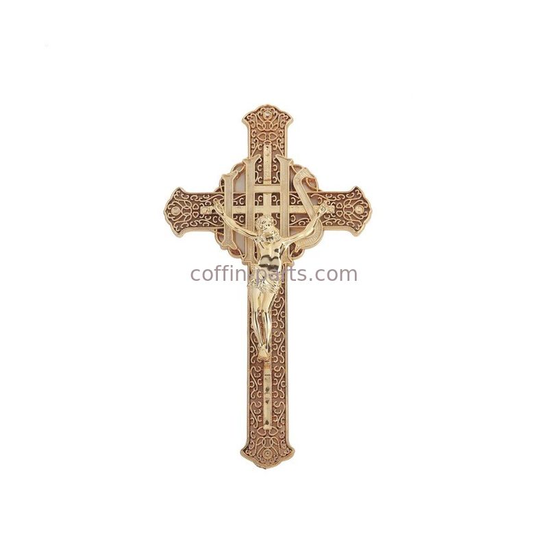 Jesus 3# Casket Cross PP Material Coffin Cross Crucifix Gold Color