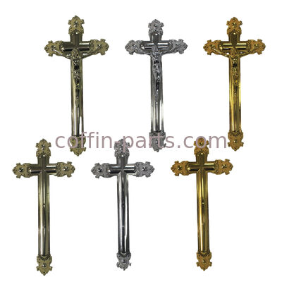 Jesus Ornamental Coffin Crucifix For Funeral Gold Color Size 44.8 × 20.8 Cm